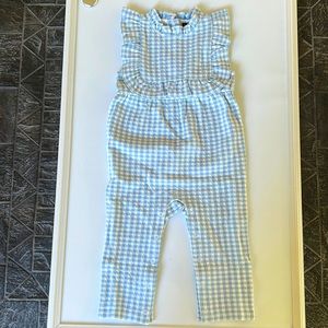 Janie and Jack NWT 12-18 months Blue and White Checkered Pant Romper